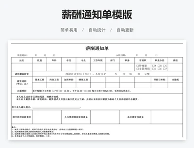 薪酬通知单模版