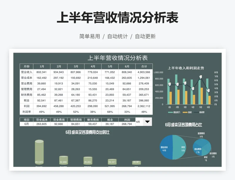 上半年营收情况分析表