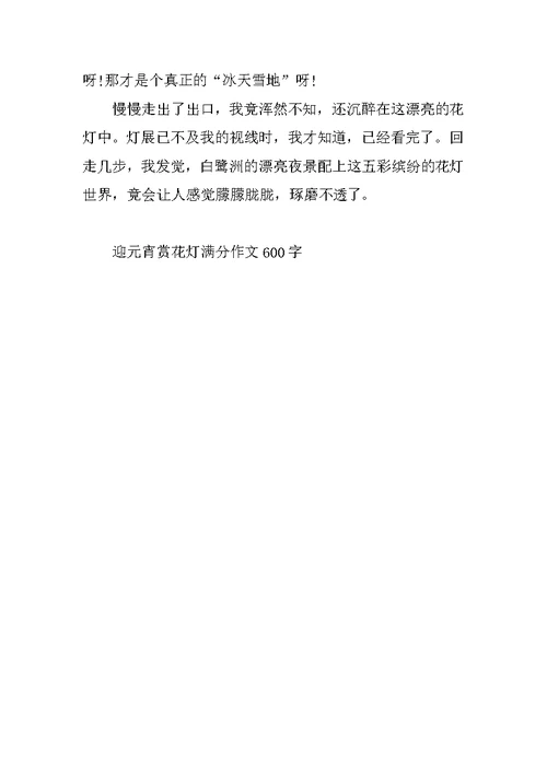 迎元宵赏花灯满分作文600字