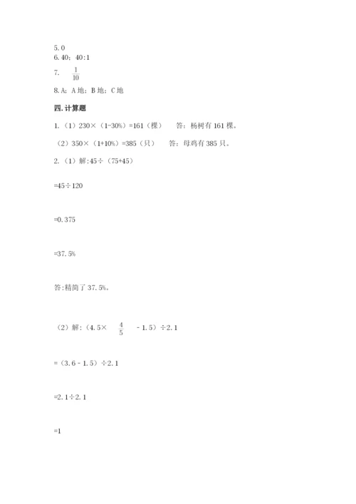 赣州市瑞金市六年级下册数学期末测试卷精品及答案.docx