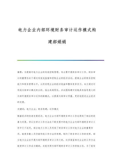 电力企业内部环境财务审计运作模式构建郝娟娟.docx