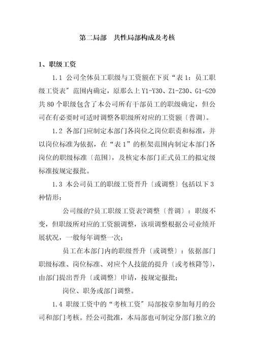 某公司员工薪资定级标准与考核