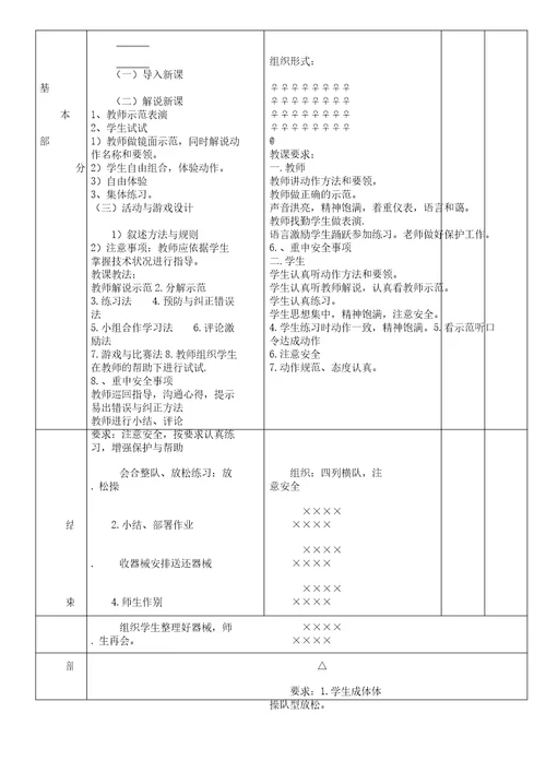 word版体育教案表格万能模板