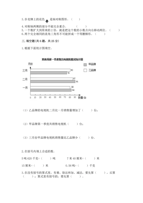 小学四年级下册数学期末测试卷（易错题）word版.docx