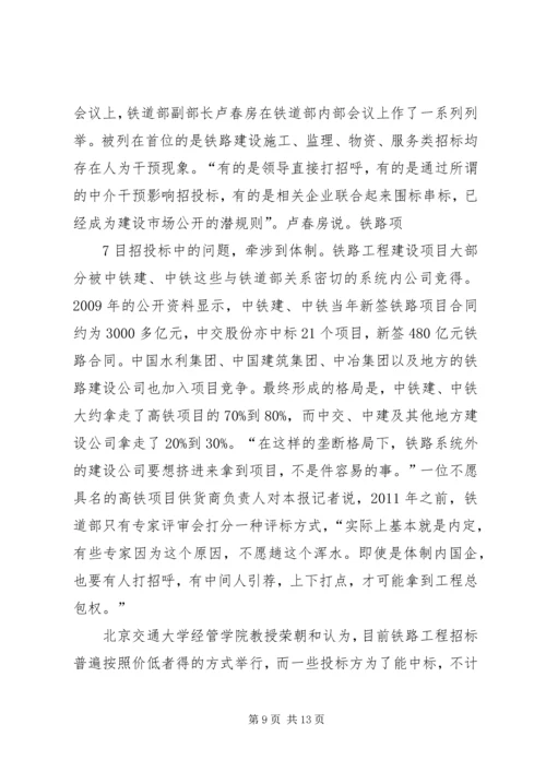 卢春房铁路工程建设专项治理工作电视电话会议讲话大全.docx