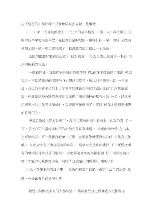 出纳20XX暑假实习汇报20210420095454