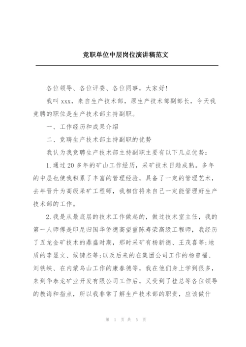 竞职单位中层岗位演讲稿范文.docx