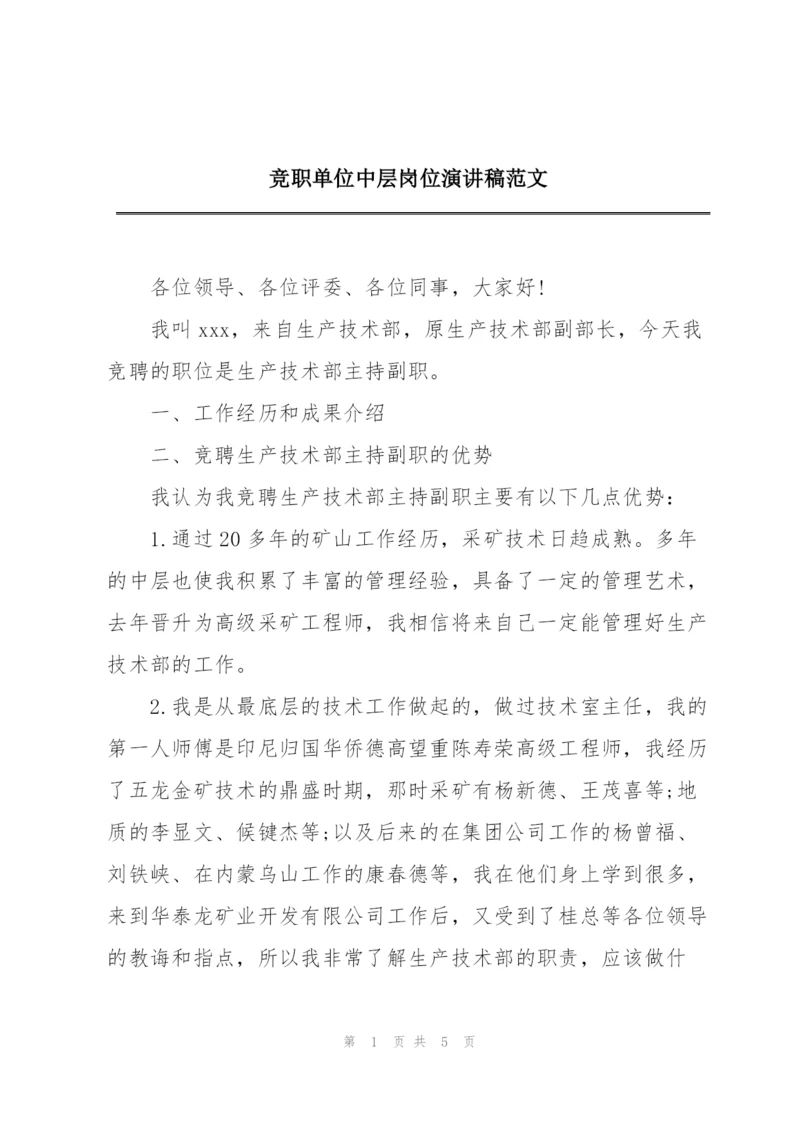 竞职单位中层岗位演讲稿范文.docx