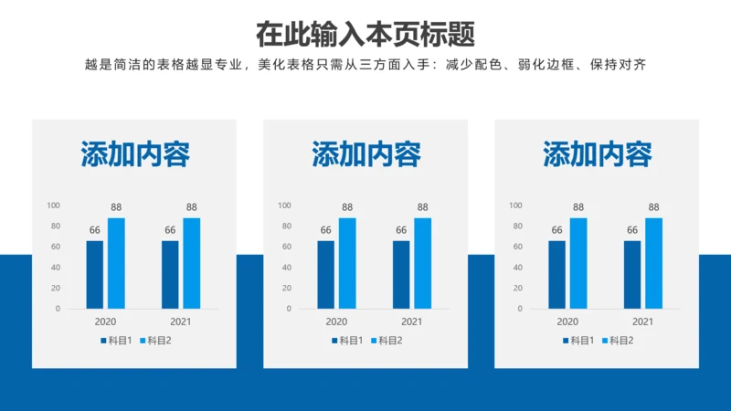 PPT柱状图蓝色简约风