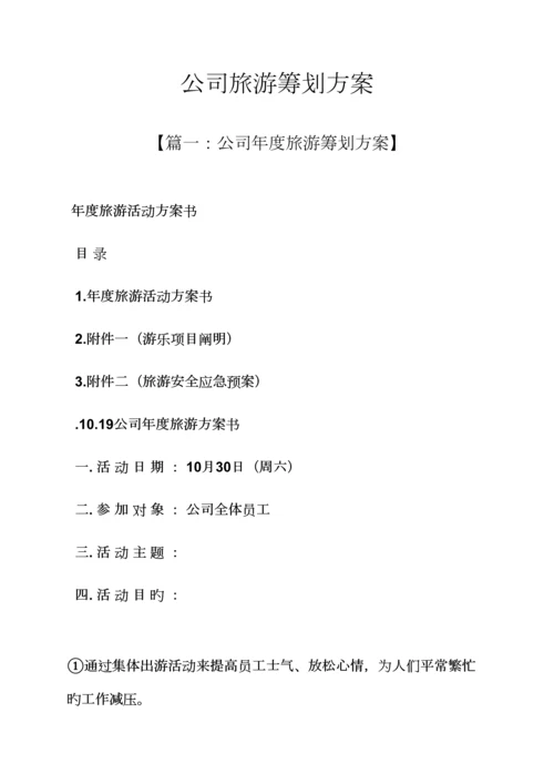 公司旅游专题策划专题方案.docx