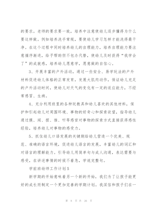 学前班幼师工作计划10篇.docx