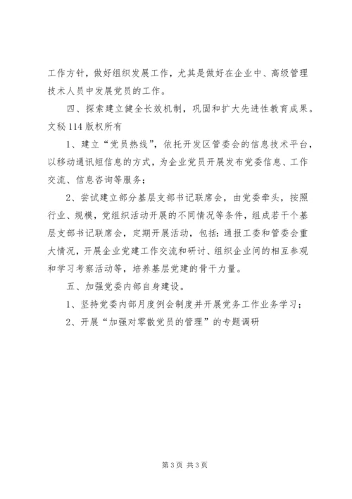 开发区企业党委工作计划要点 (3).docx