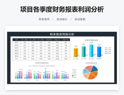 项目各季度财务报表利润分析