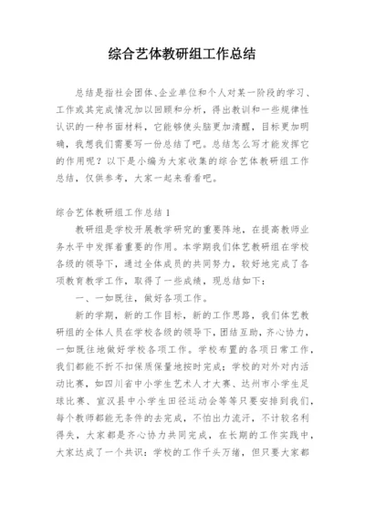 综合艺体教研组工作总结.docx