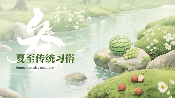 绿色简约中国传统二十四节气之夏至科普课件PPT模板