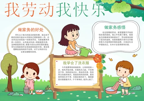 手绘我劳动我快乐手抄报劳动手抄报