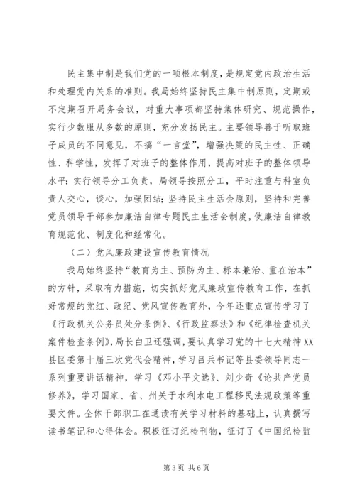 移民开发局上半年党风廉政建设责任制工作自查报告.docx