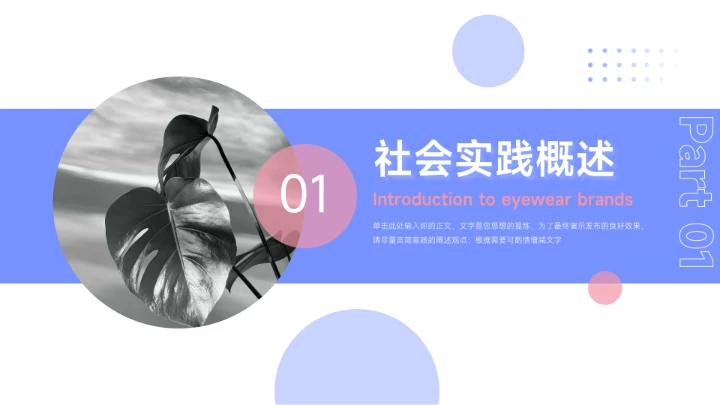 红蓝简洁实用社会实践报告PPT模板