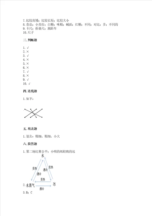 教科版科学一年级上册期末测试卷及参考答案新