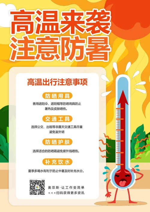 高温预警出行提醒海报word模板