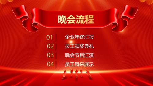 红色喜庆企业年会展示通用PPT背景