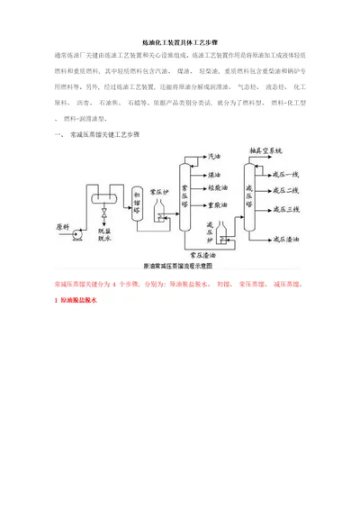 炼油化工装置的具体工艺流程