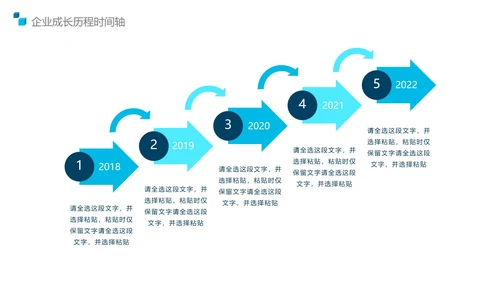 蓝色简约商务成长历程时间轴PPT模板