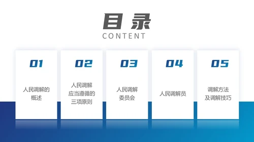 深蓝色简约几何形状群众矛盾调解科普PPT模板人民调解