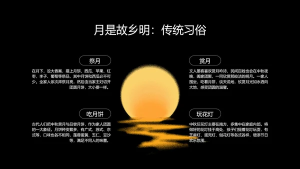金色简约中秋节鎏金月影PPT模板