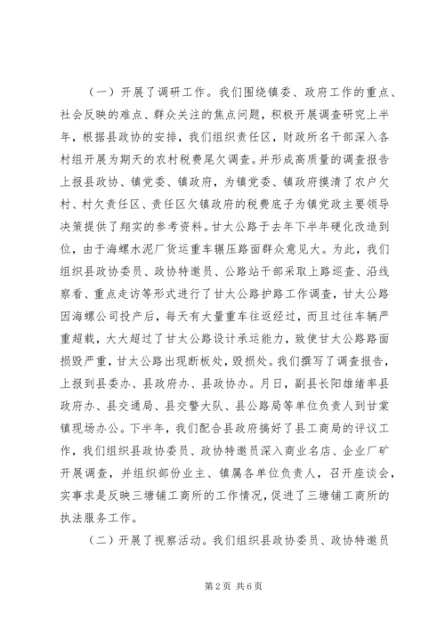 乡镇政协工委年度工作总结.docx