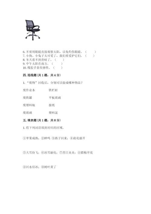 教科版科学二年级上册期末考试试卷【考点梳理】.docx