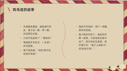 插画简约鸡毛信的故事红色经典故事分享PPT课件