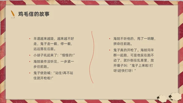 插画简约鸡毛信的故事红色经典故事分享PPT课件