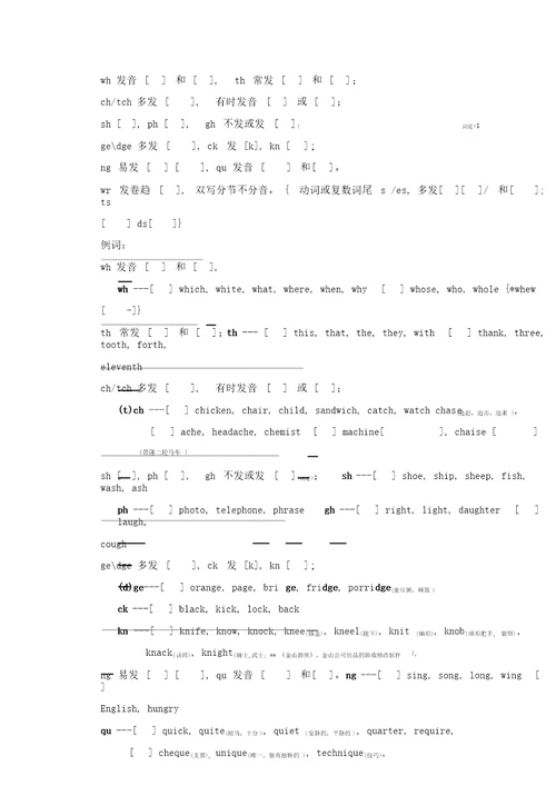 英语音标表以及字母、字母组合发音规律记忆口诀