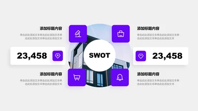 关系页-紫色商务风4项SWOT分析图