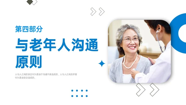 蓝色简约商务老年病人沟通技巧培训PPT课件