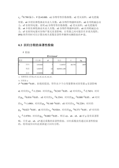 应用回归分析论文-影响谷物的因素分析.docx