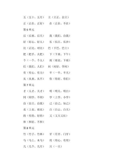 语文一年级上册全册《知识重点》汇总.docx