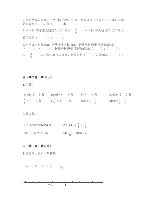 河南省平顶山市六年级下册数学期末考试试卷含答案（综合卷）.docx