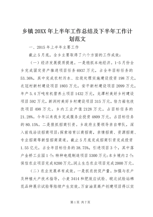 乡镇某年上半年工作总结及下半年工作计划范文.docx