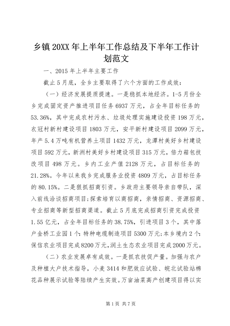 乡镇某年上半年工作总结及下半年工作计划范文.docx