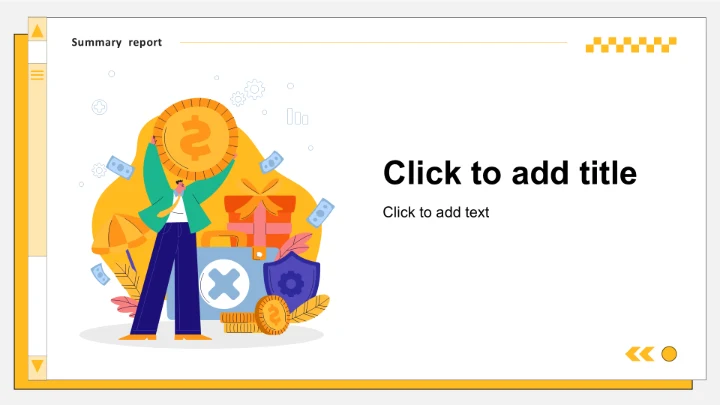 黄色插画风销售季度总结PPT主题