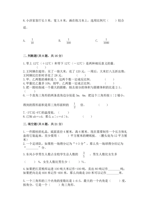 人教版六年级下册数学期末测试卷加答案解析.docx