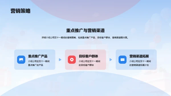 蓝红色创意双十一促销计划发布会PPT模板