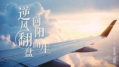 大气唯美逆风而上年终工作总结通用PPT模板