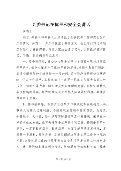 县委书记在抗旱和安全会讲话.docx
