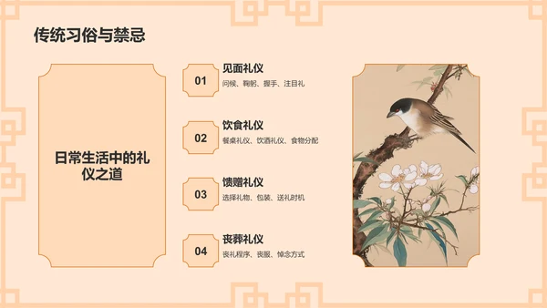 橙色水墨风文化礼仪PPT模板