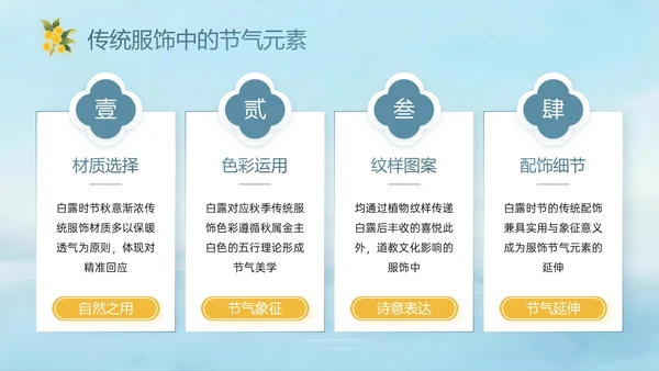蓝绿黄色中国风白露节气PPT模板