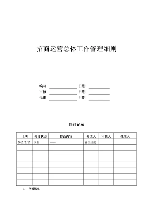 招商运营总体工作管理细则共5页