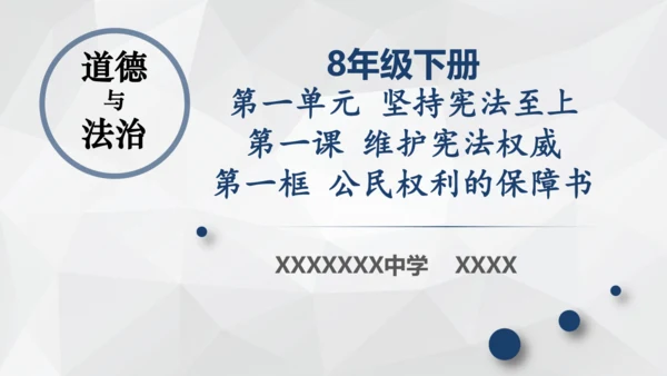 最新原创部编版道德与法治八年级下册1.1公民权利的保障书课件